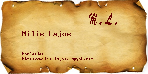 Milis Lajos névjegykártya